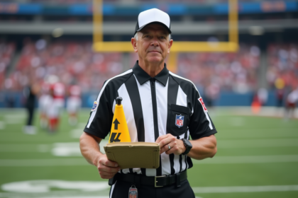 Arbitre de football américain en uniforme sur le terrain