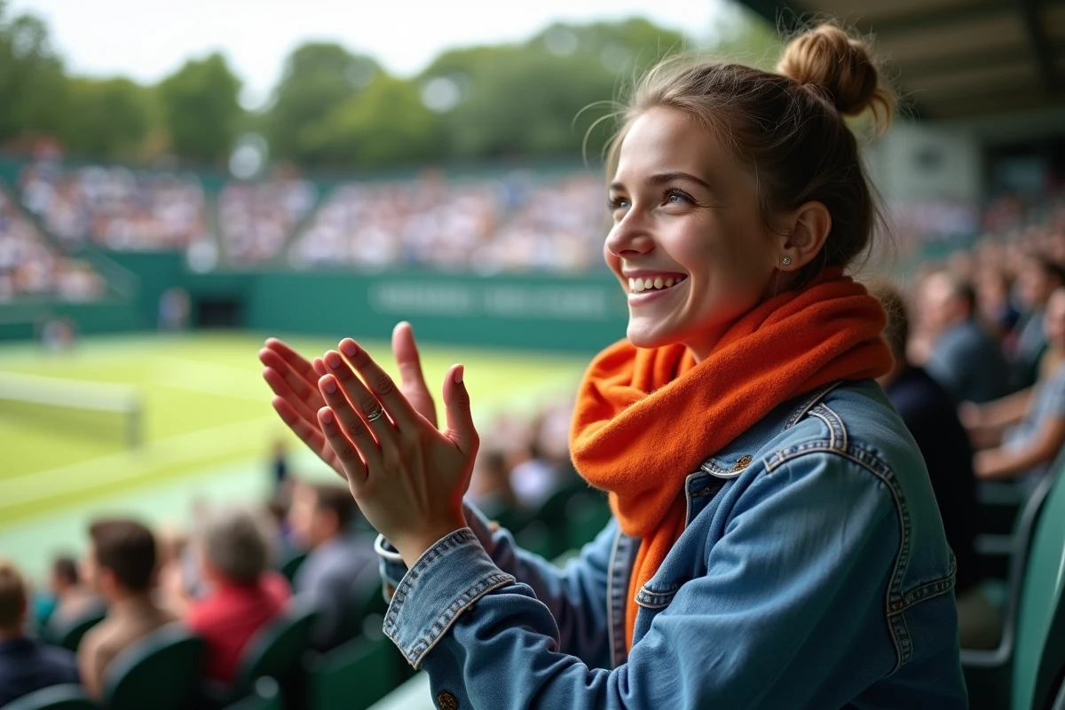 Jeune fan de tennis applaudissant dans les gradins