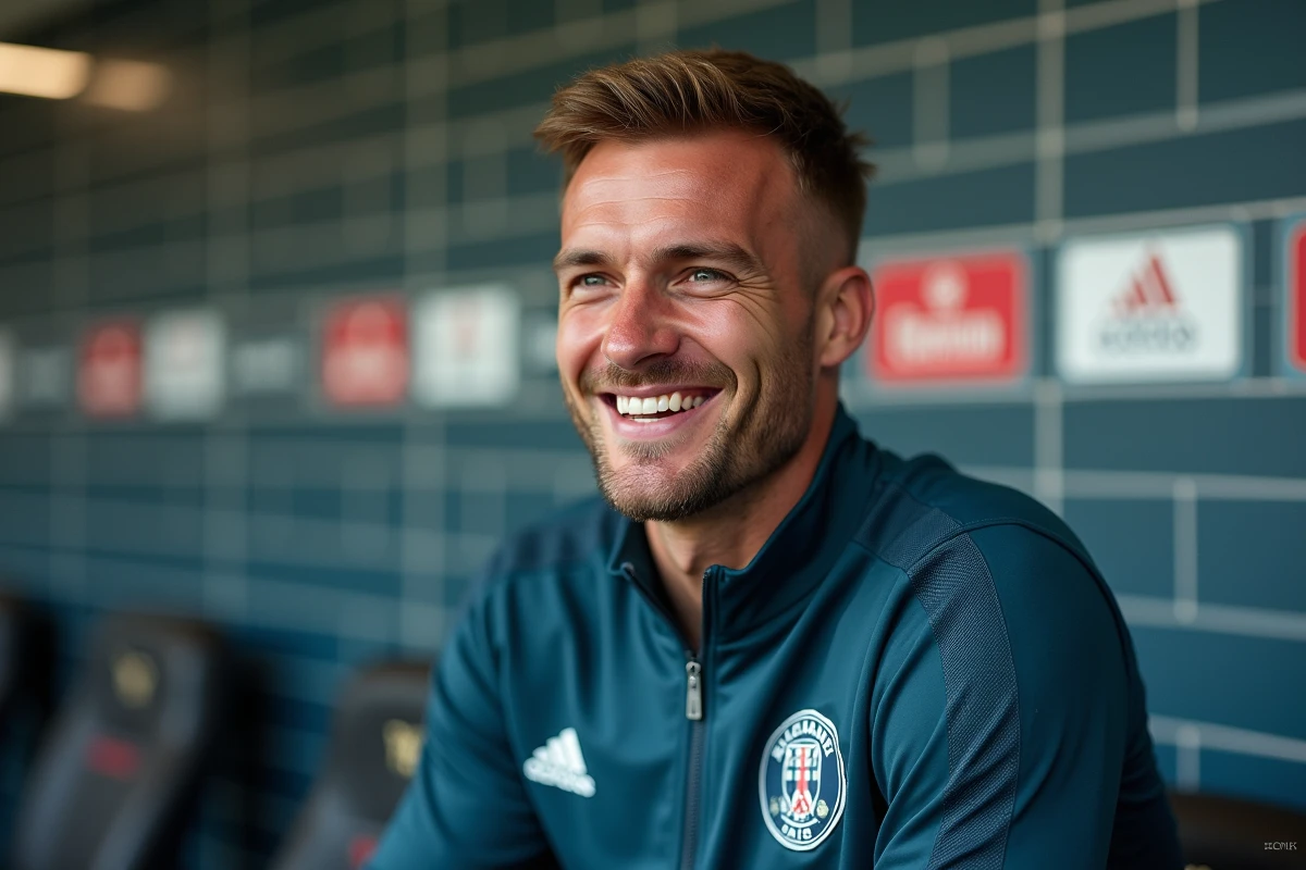 Footballeur en interview détendue dans l