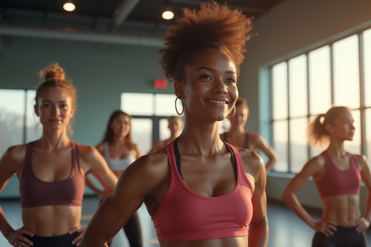 Groupe de femmes diverses en séance de fitness en salle