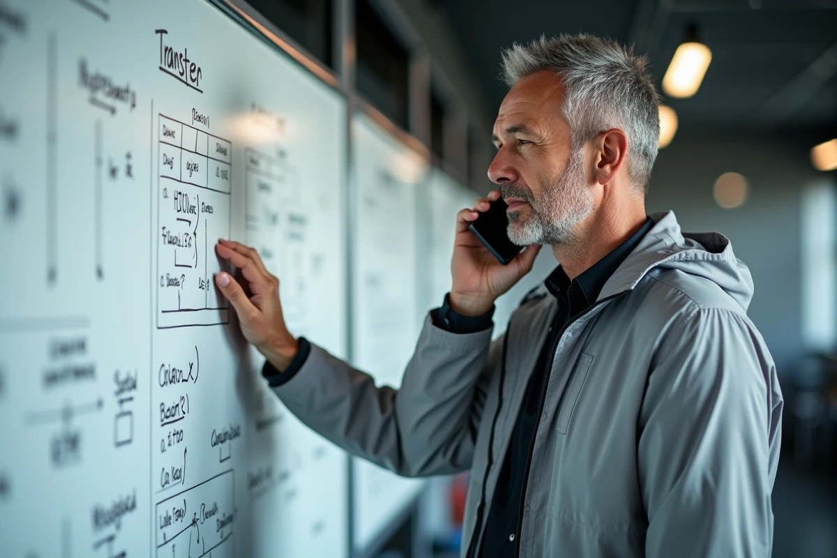 Manager de cyclisme parlant au téléphone