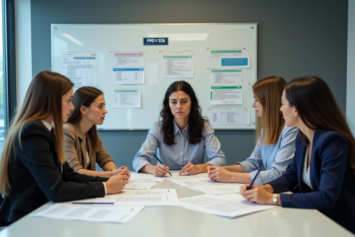 Groupe d administrateurs sportifs discutant autour d une table