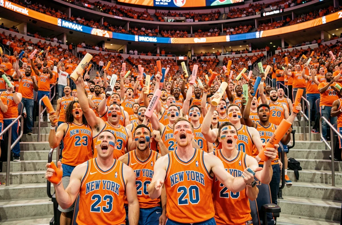 Supporters des New York Knicks en liesse dans les tribunes de Madison Square Garden lors d'un match de basket NBA